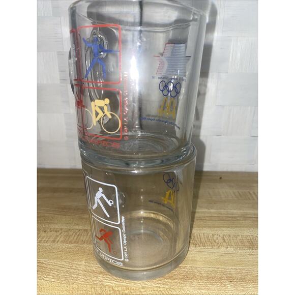 Set of 2 Vintage McDonalds 1984 Los Angeles Olympics Glass Mugs Weights Horse - Picture 5 of 6